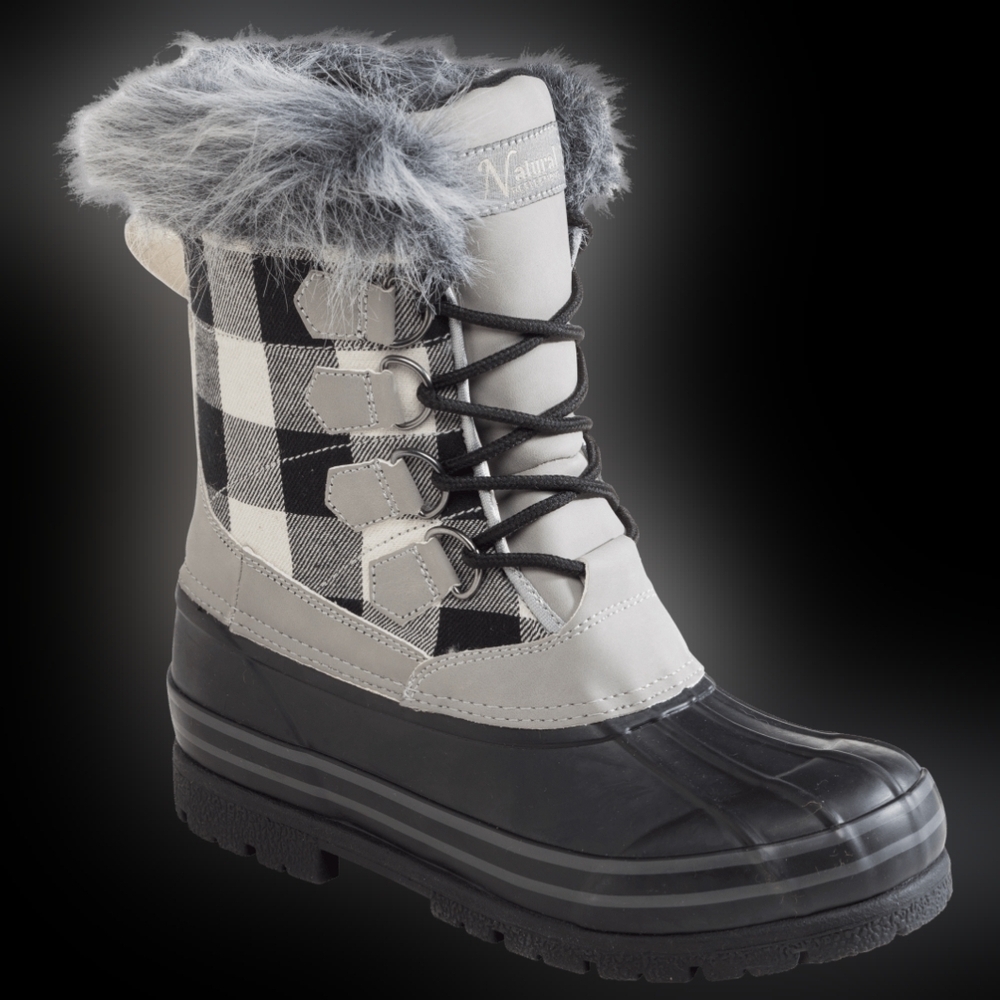 New Natural Reflections Lumber Jill Insulated Pac Boots for Ladies - White Plaid